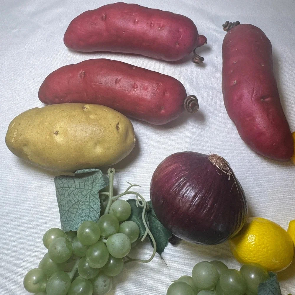24pc Artificial Fruit Vegetable Lot Realistic Faux Food Kitchen‎ Decor Basket